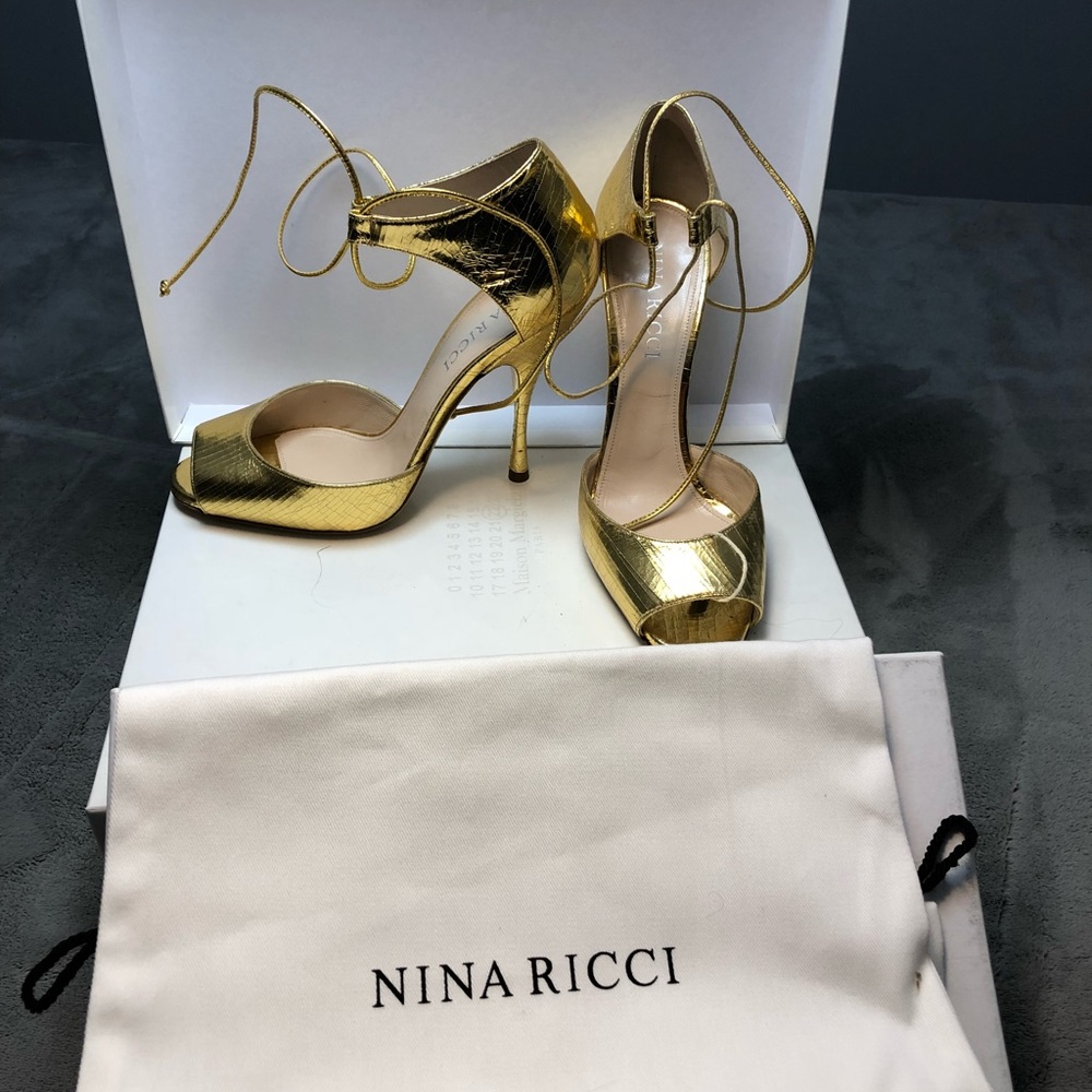 Nina Ricci authentic gold sandals
